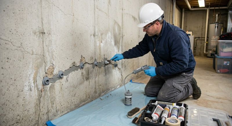 Basement Crack Repair in Tiverton, RI