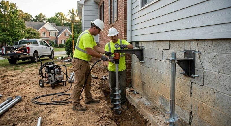 Helical Piers Installation in Tiverton, RI