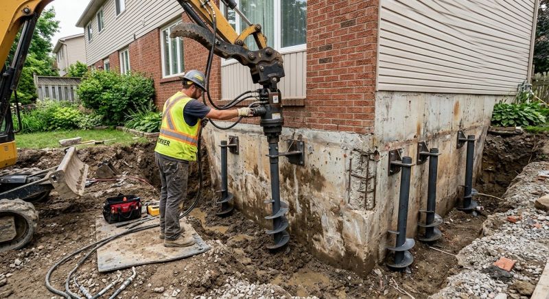 Helical Piers Installation in Tiverton, RI