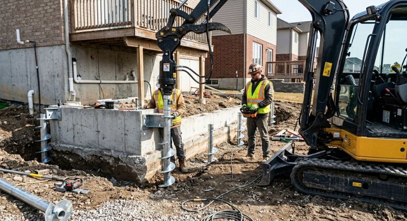 Helical Pile Installation in Tiverton, RI